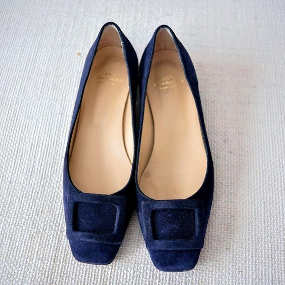 ANN MASHBURN Navy Suede Flats - Picture 2 of 8